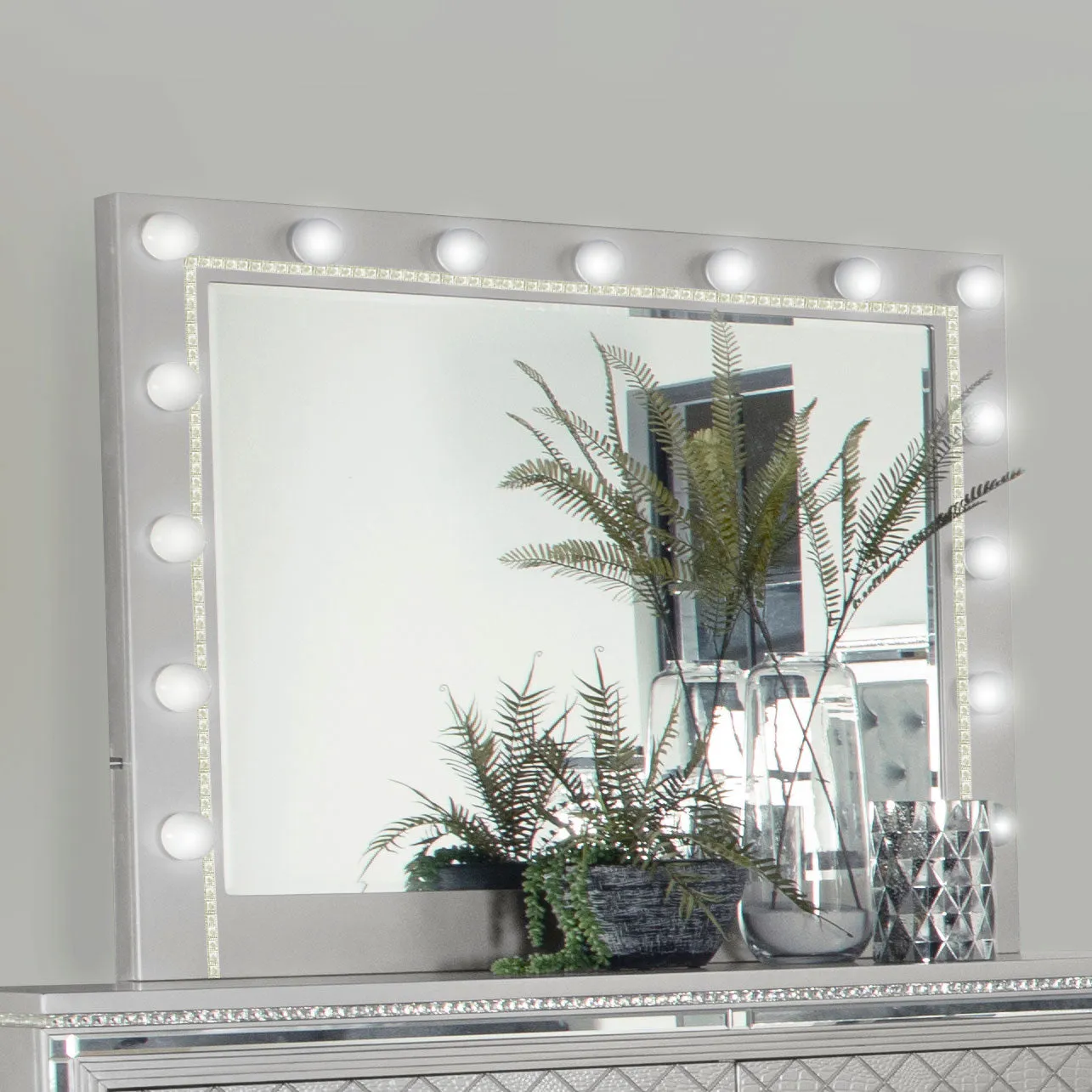 Eleanor Metallic Rectangular Dresser Mirror with Light