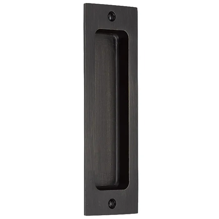 Emtek Sandcast Bronze Rustic Modern Rectangular Flush Pulls