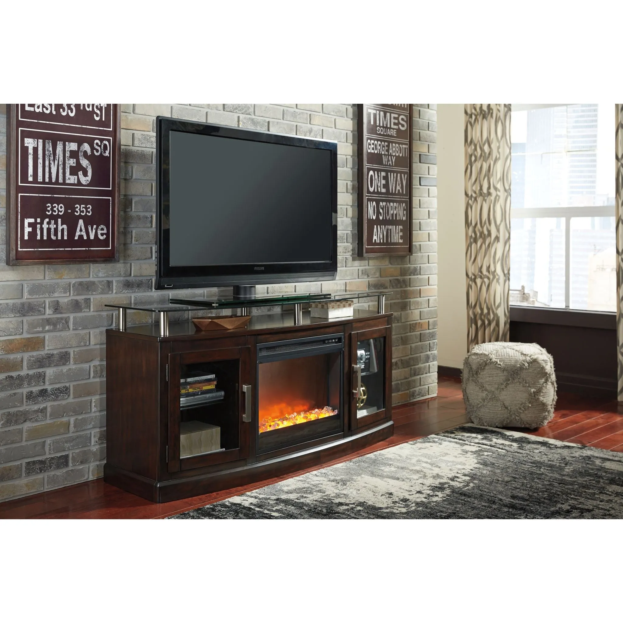 Entertainment Accessories Fireplace Insert with Crushed Glass