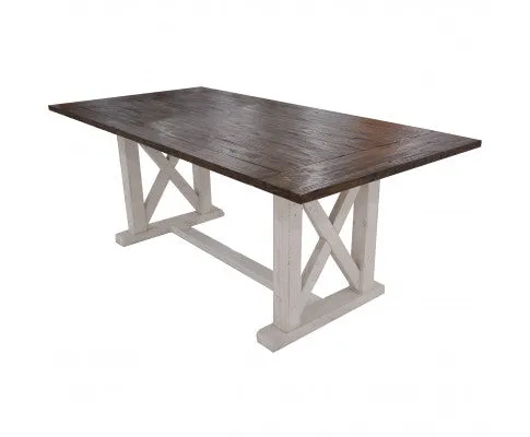 Erica Dining Table 240cm Solid Acacia Timber Wood Hampton Furniture Brown White