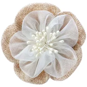 Flower with Stamens Burlap & Cotton