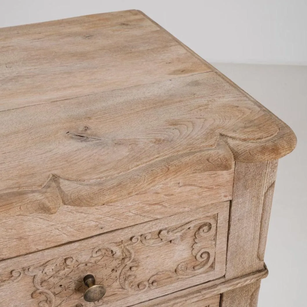 French Antique Ornate Wood Patinated Table Chest Of Drawers, Circa 1890