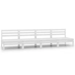 Garden Middle Sofas 4 pcs White Solid Pinewood