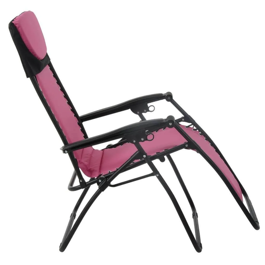 Garden Recliner Chair Zero Gravity Reclining Relaxer Padded Seat in Pink