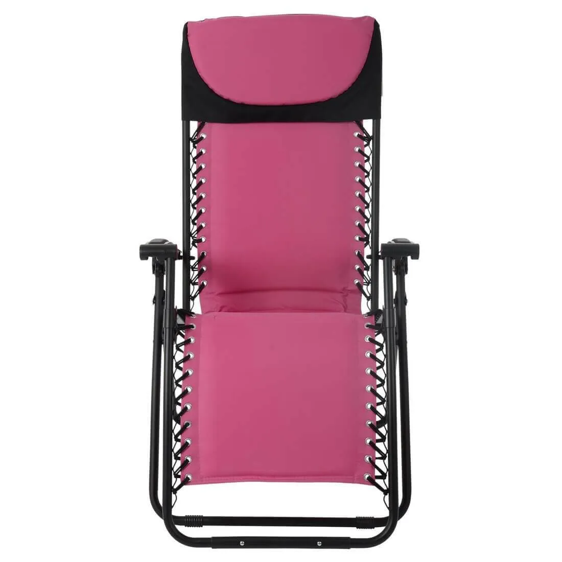 Garden Recliner Chair Zero Gravity Reclining Relaxer Padded Seat in Pink