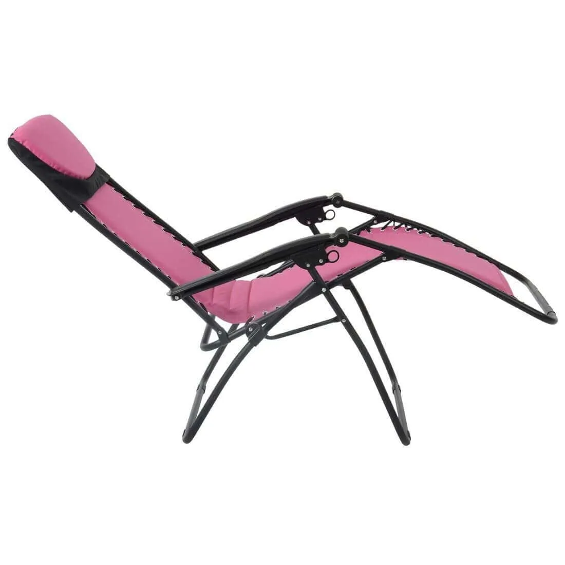 Garden Recliner Chair Zero Gravity Reclining Relaxer Padded Seat in Pink