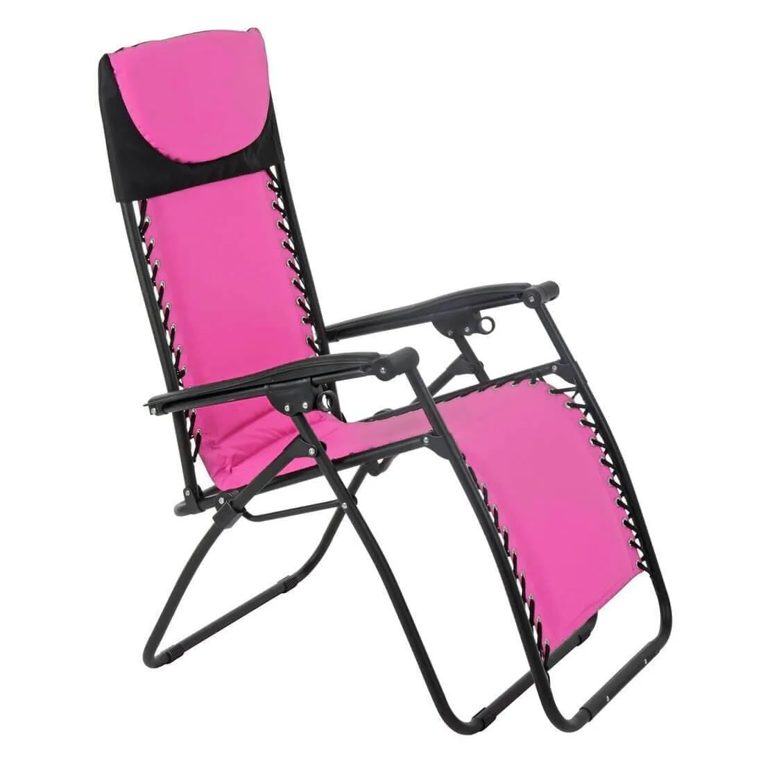 Garden Recliner Chair Zero Gravity Reclining Relaxer Padded Seat in Pink