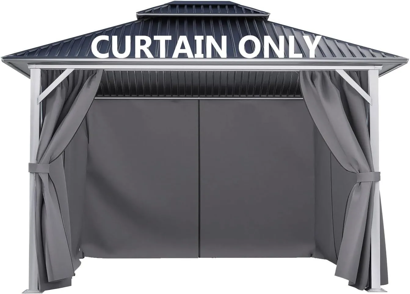 Gazebo Curtain Replacement Universal 4-Panel Sidewalls 12' X 14', Patio Gazebo Privacy Curtains with Double Zipper, Replacement for Patio, Outdoor Canopy, Garden and Backyard (Curtain Only)