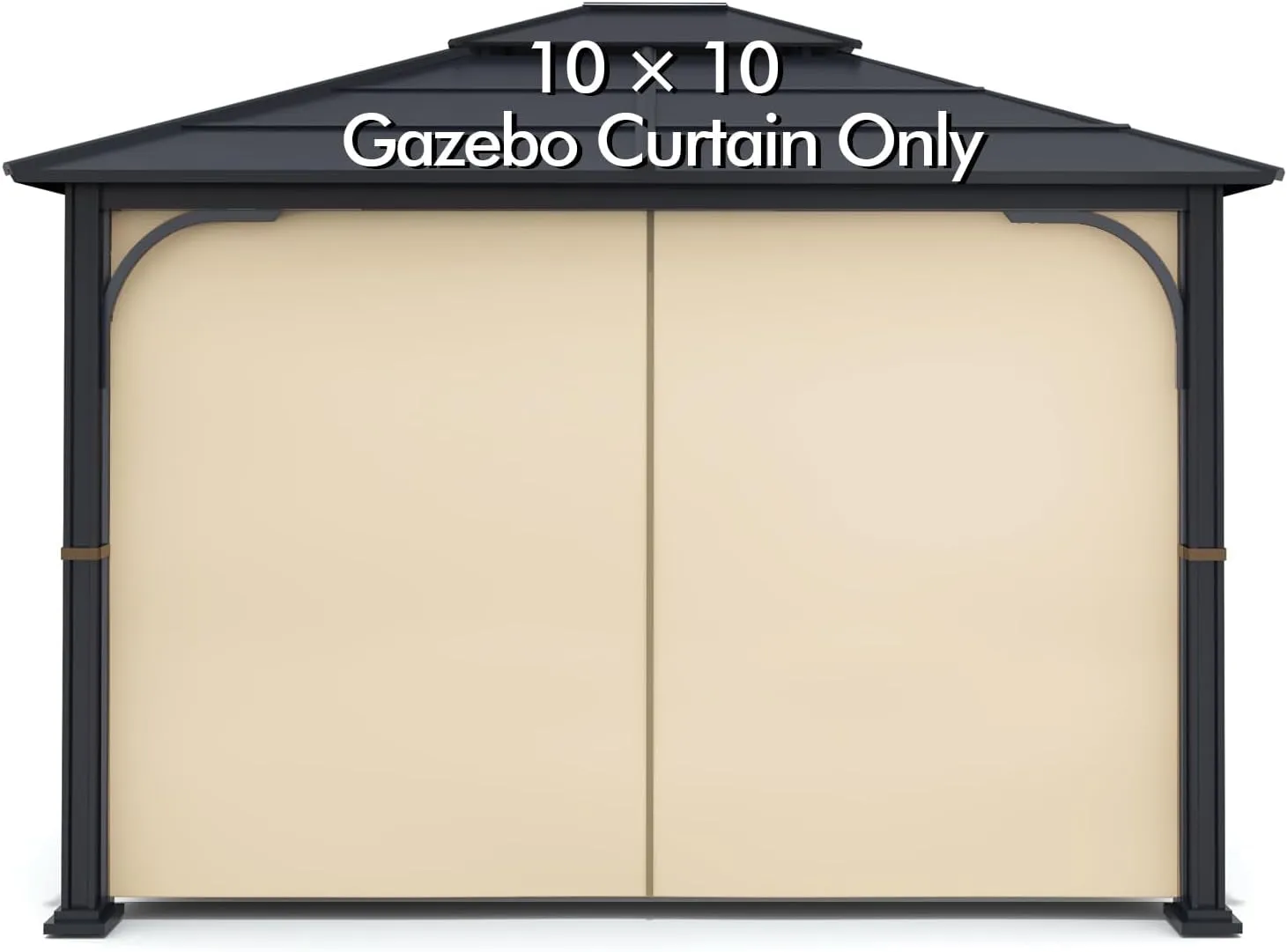 Gazebo Universal Replacement Privacy Curtain -  Privacy Panel Canopy Side Wall with Zipper for 10' X 10' Outdoor Gazebo (Beige)