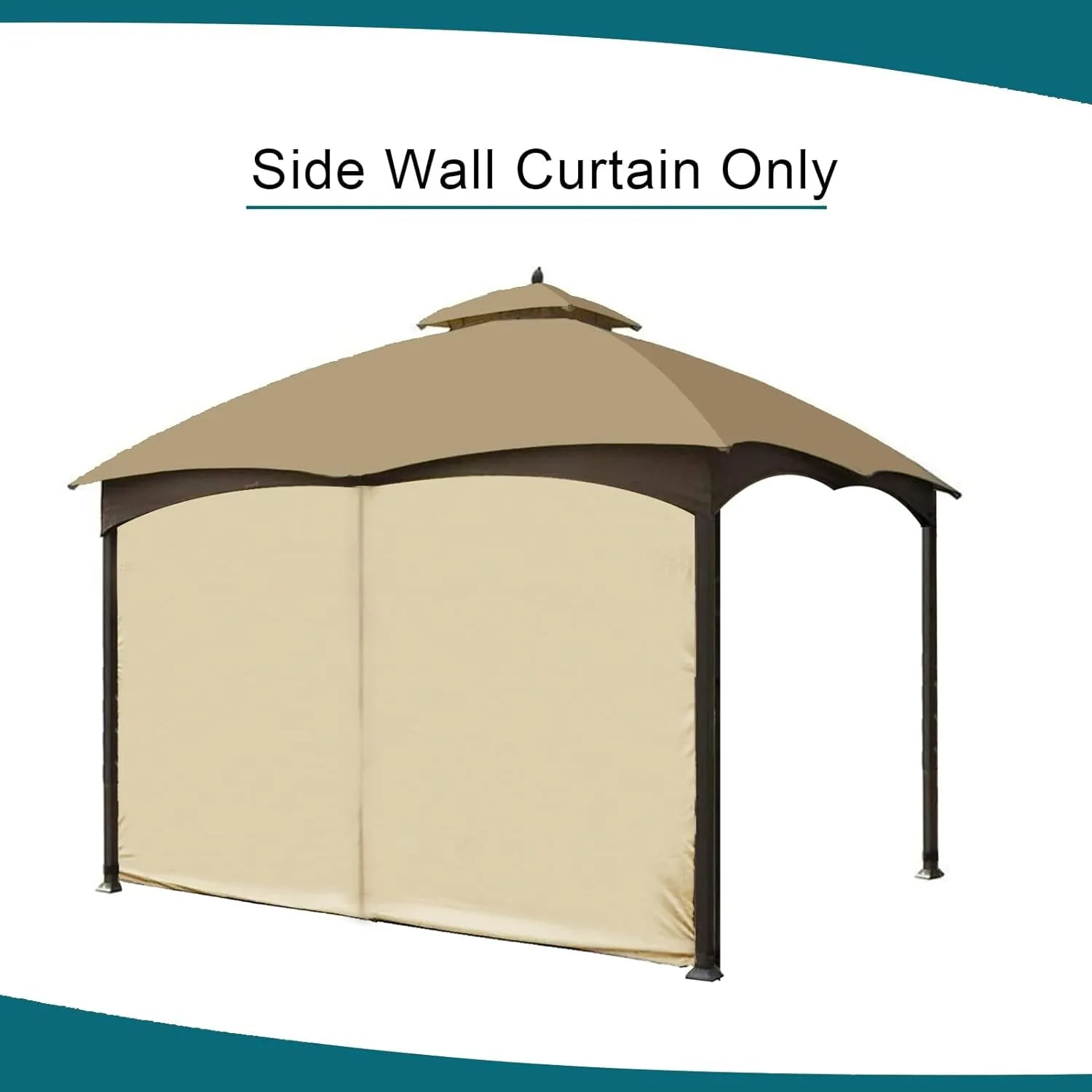 Gazebo Universal Replacement Privacy Curtain -  Privacy Panel Canopy Side Wall with Zipper for 10' X 10' Outdoor Gazebo (Beige)