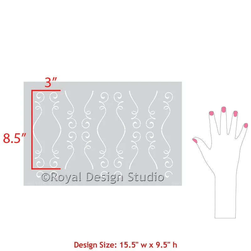 Modern Gigi Scroll Furniture Stencil - Enhanced Title for E-Commerce Product