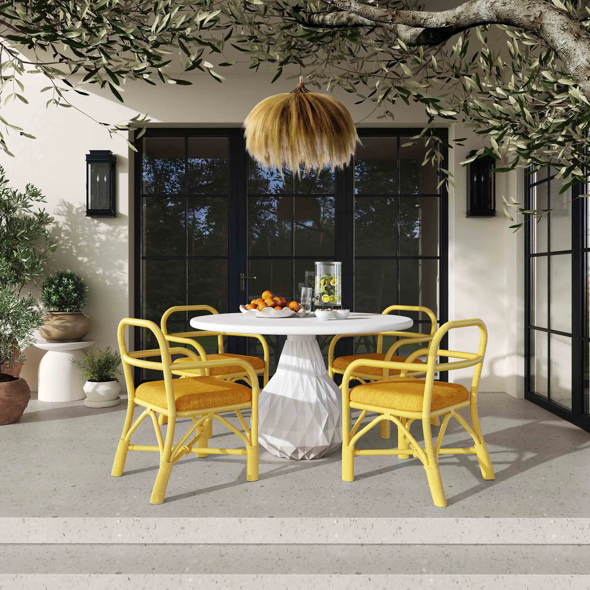 Ginny Rattan Dining Chair, Yellow