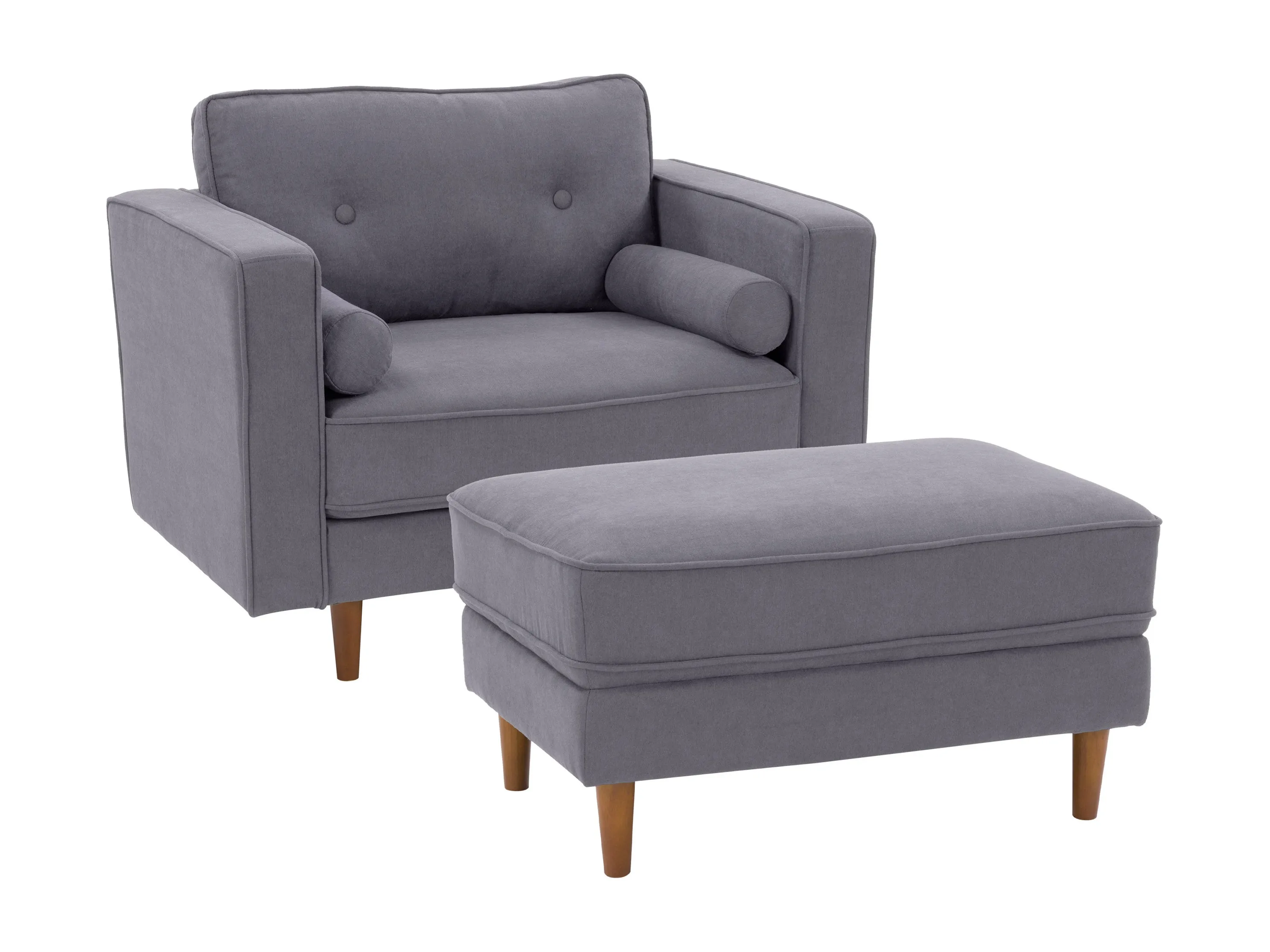 Grey Accent Chair with Ottoman