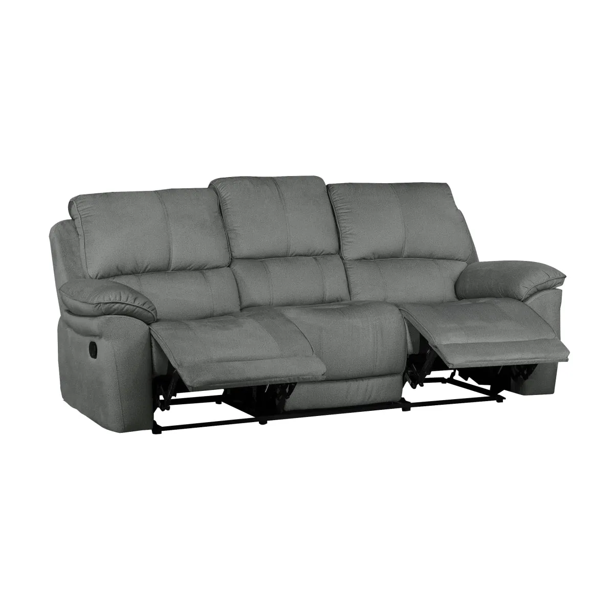 Grey Double Reclining Sofa with Plush Upholstery