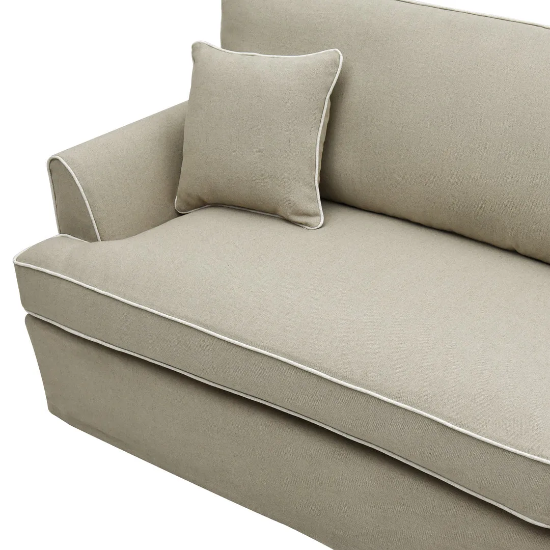 Hampton 4 Seater Sofa Natural with White Piping