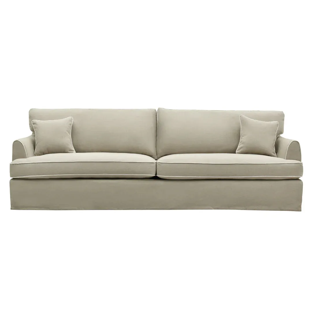 Hampton 4 Seater Sofa Natural with White Piping