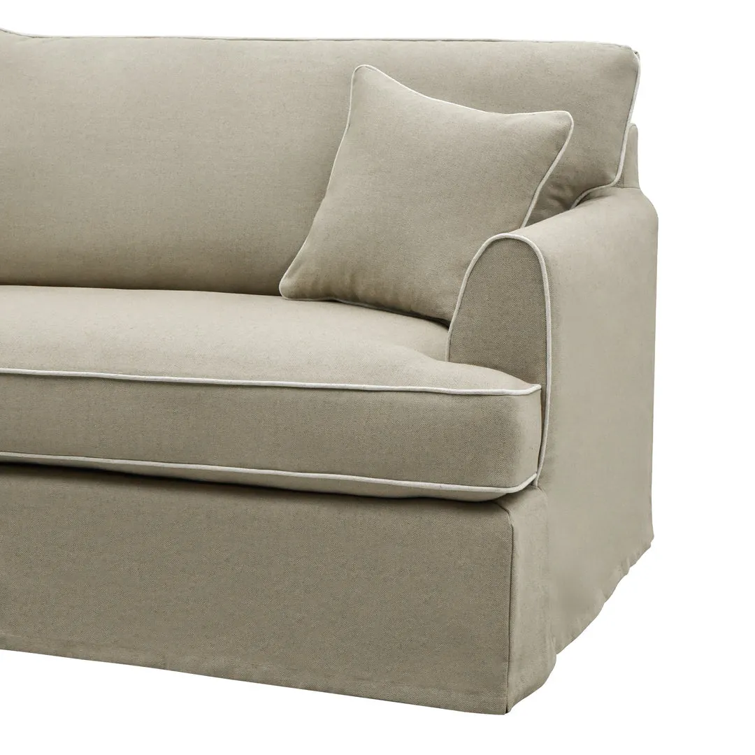 Hampton 4 Seater Sofa Natural with White Piping