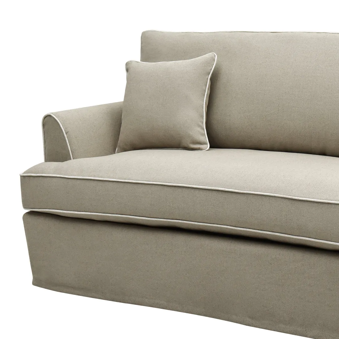 Hampton 4 Seater Sofa Natural with White Piping