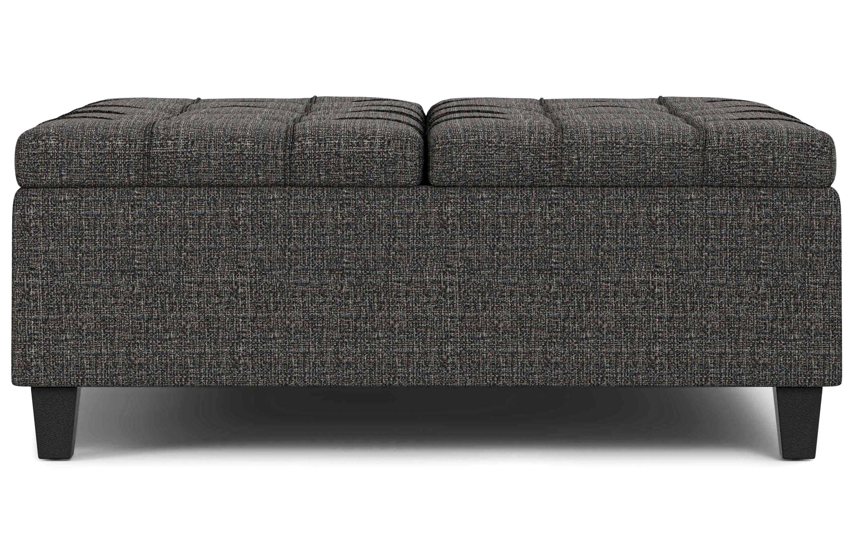 Harrison Large Square Coffee Table Storage Ottoman in Tweed Style Fabric