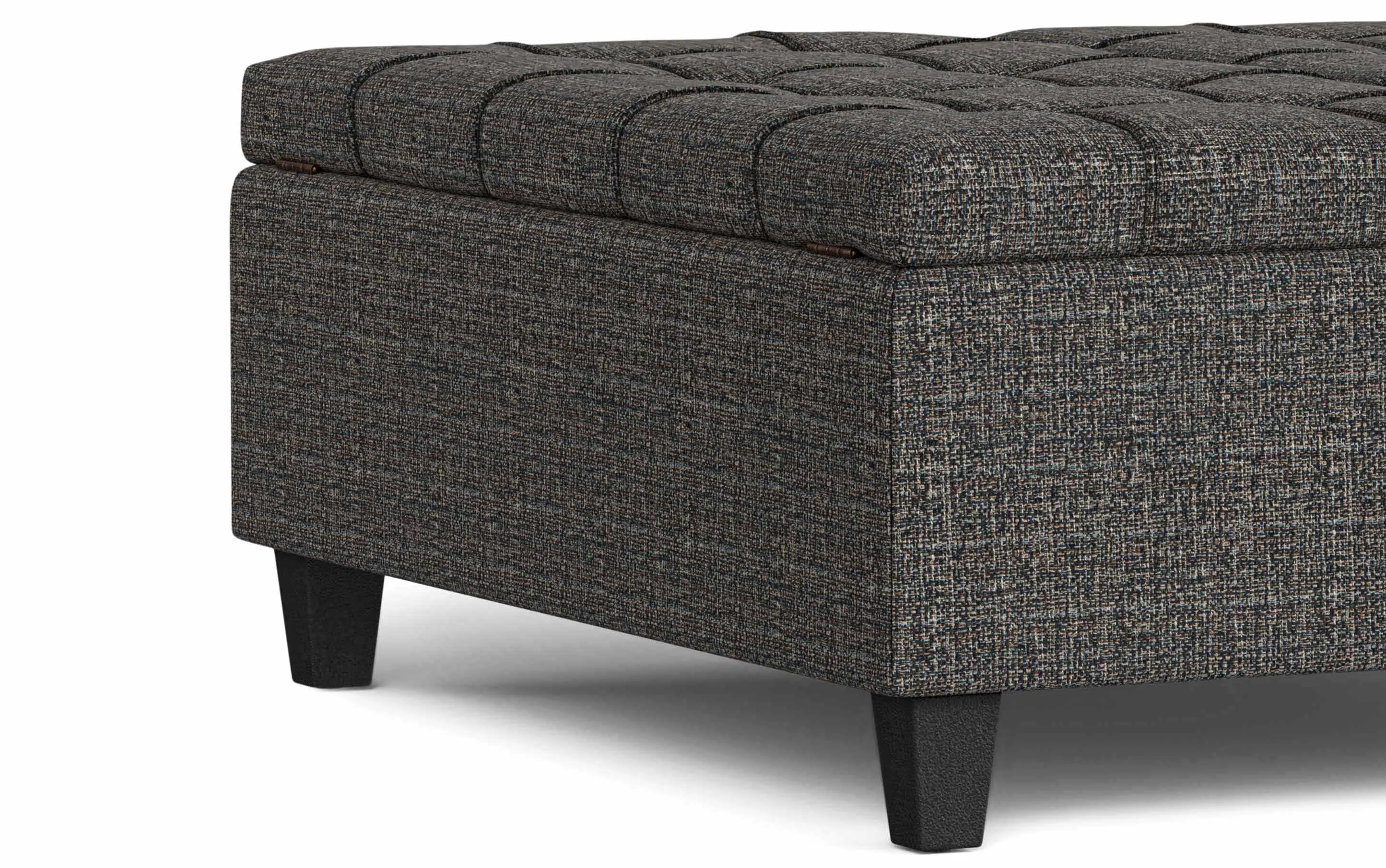 Harrison Large Square Coffee Table Storage Ottoman in Tweed Style Fabric