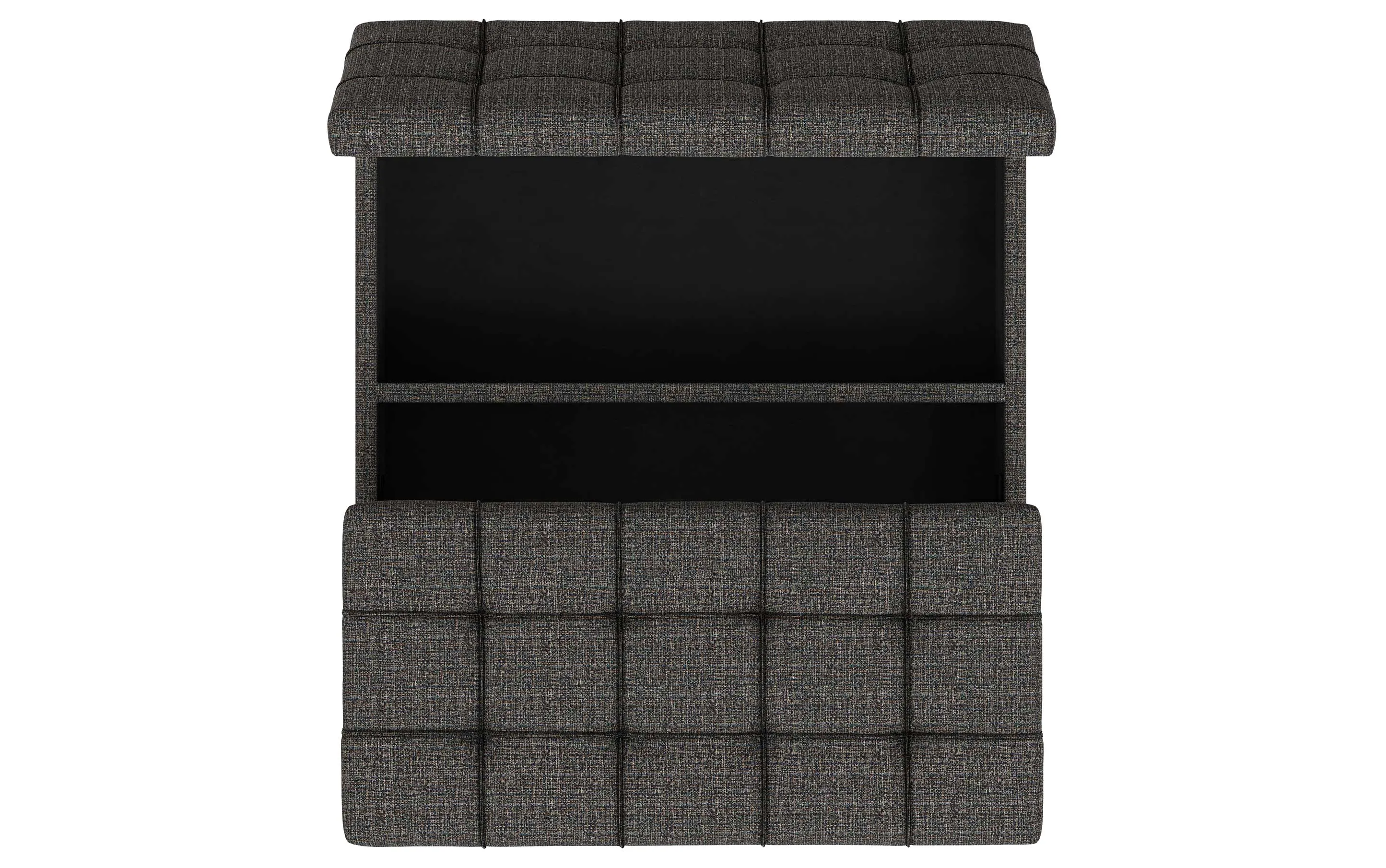 Harrison Large Square Coffee Table Storage Ottoman in Tweed Style Fabric