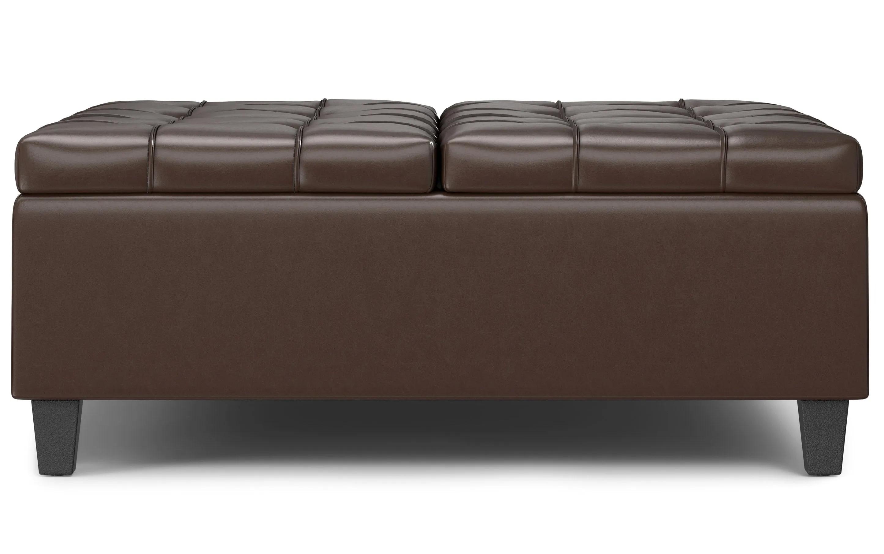 Harrison Large Square Coffee Table Storage Ottoman in Vegan Leather