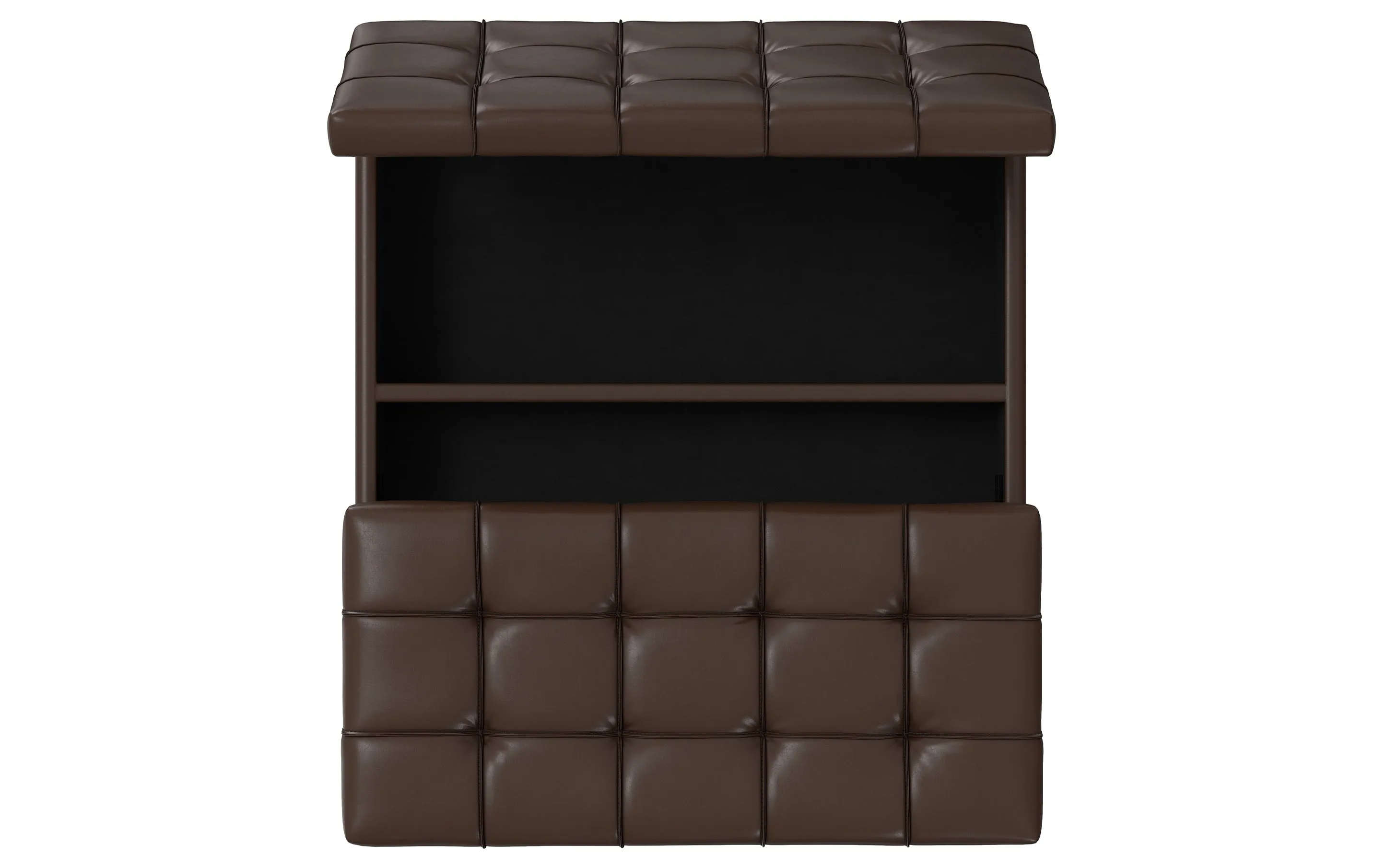 Harrison Large Square Coffee Table Storage Ottoman in Vegan Leather