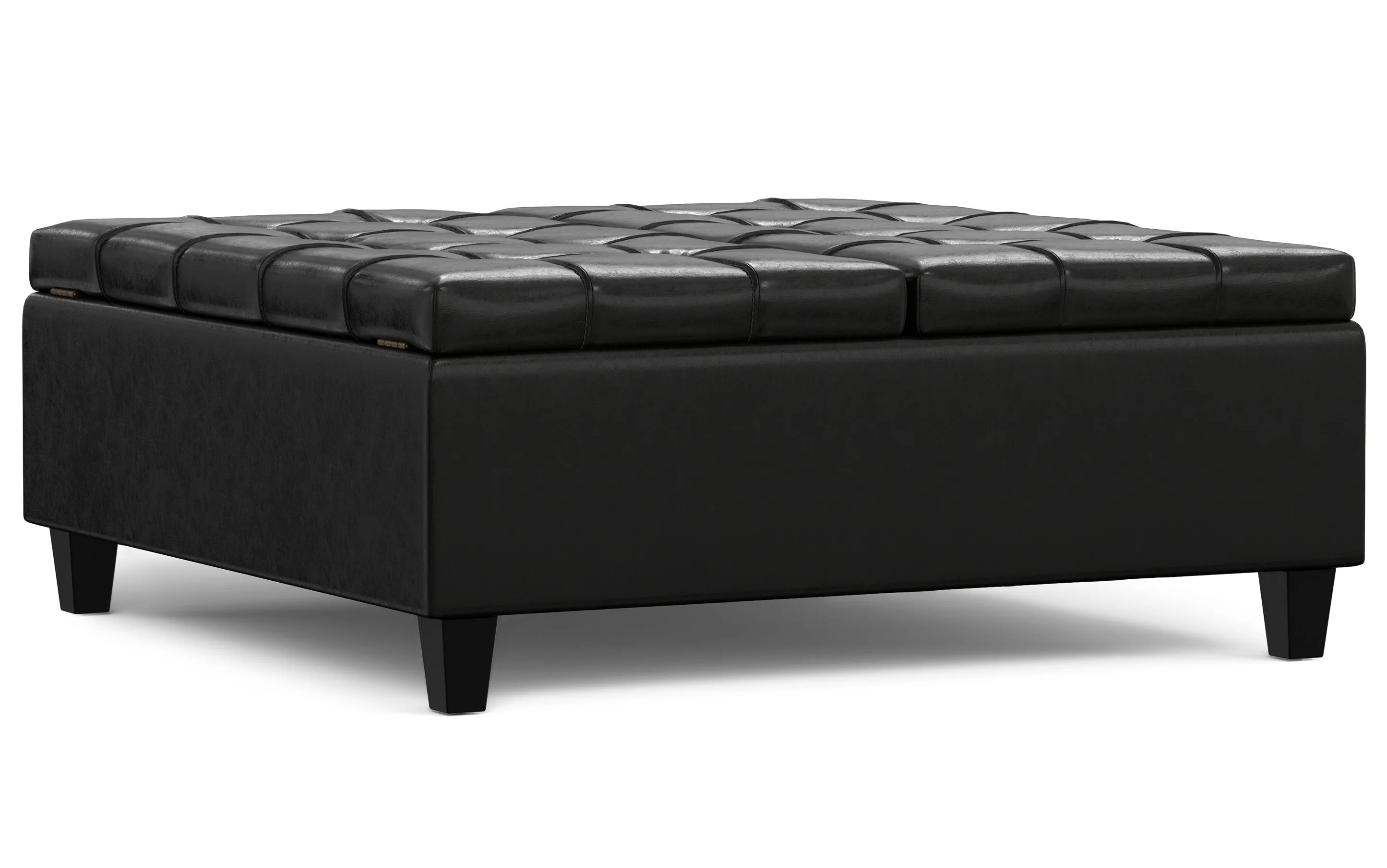 Harrison Large Square Coffee Table Storage Ottoman in Vegan Leather