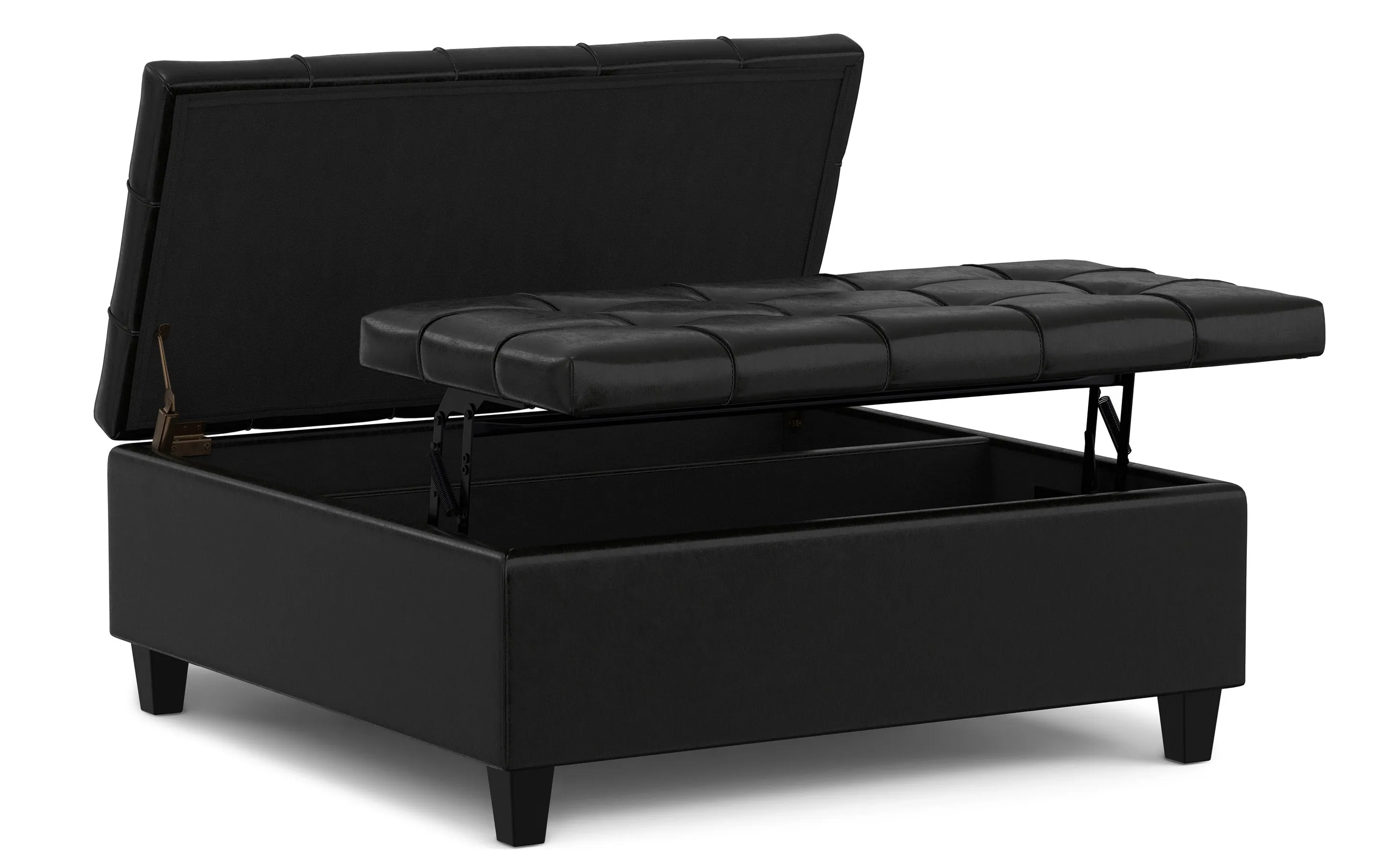 Harrison Large Square Coffee Table Storage Ottoman in Vegan Leather