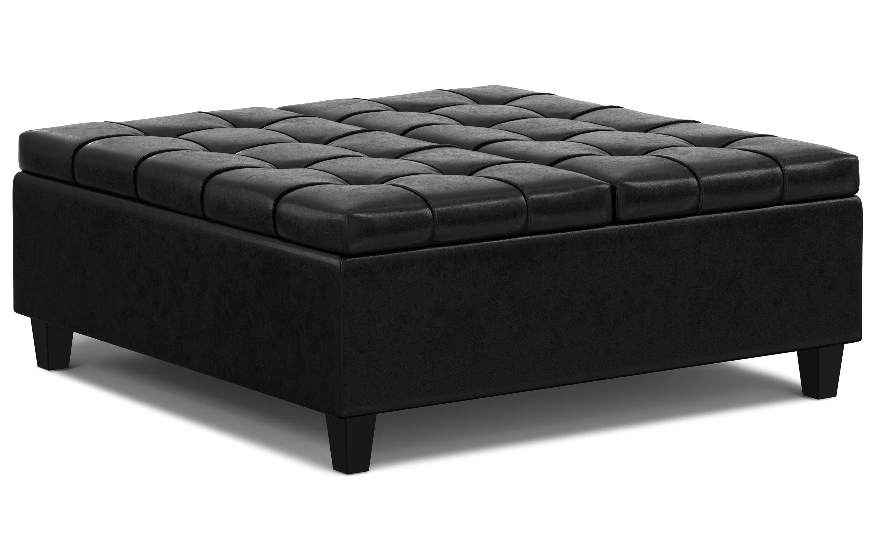 Harrison Large Square Coffee Table Storage Ottoman in Vegan Leather