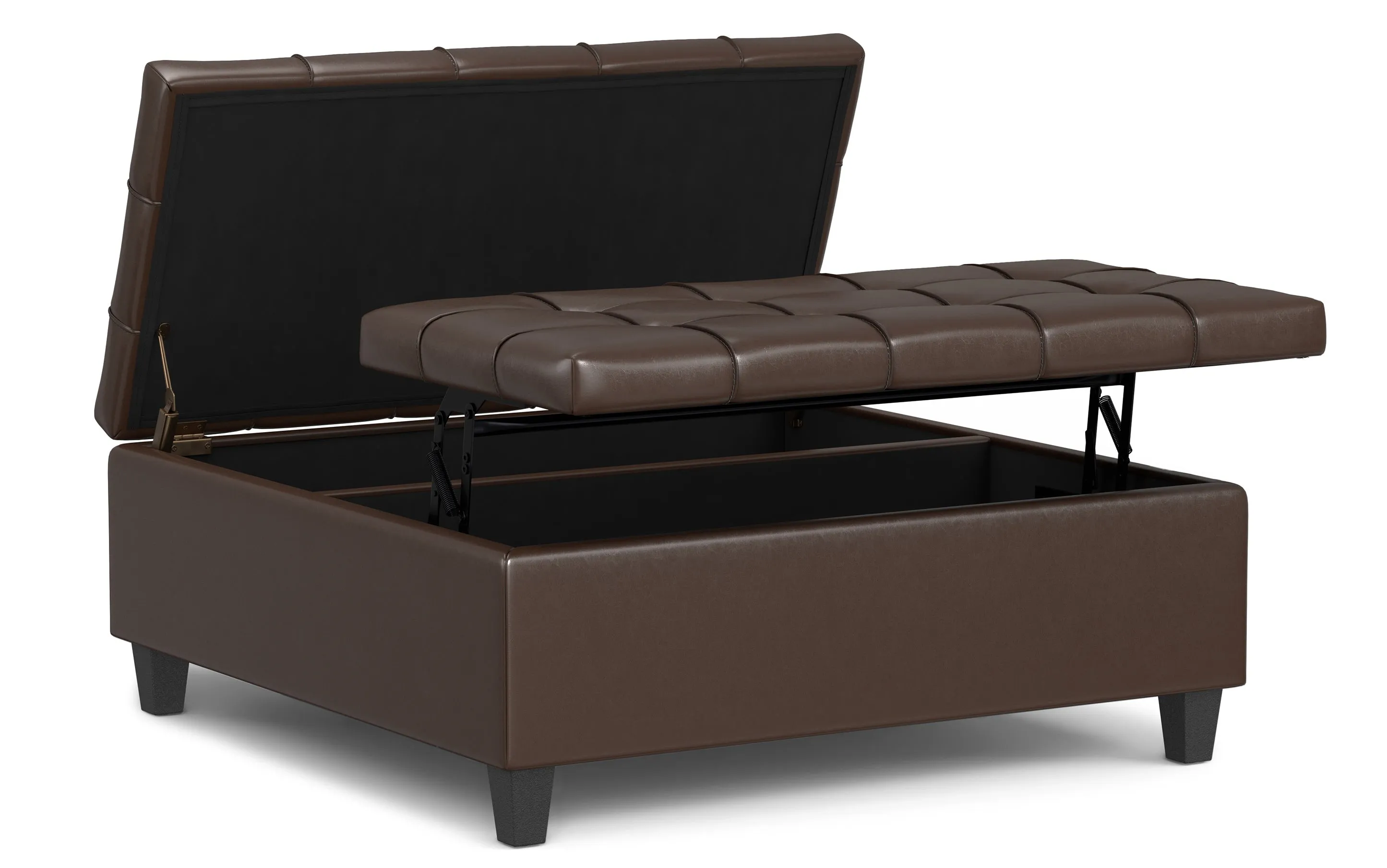 Harrison Large Square Coffee Table Storage Ottoman in Vegan Leather