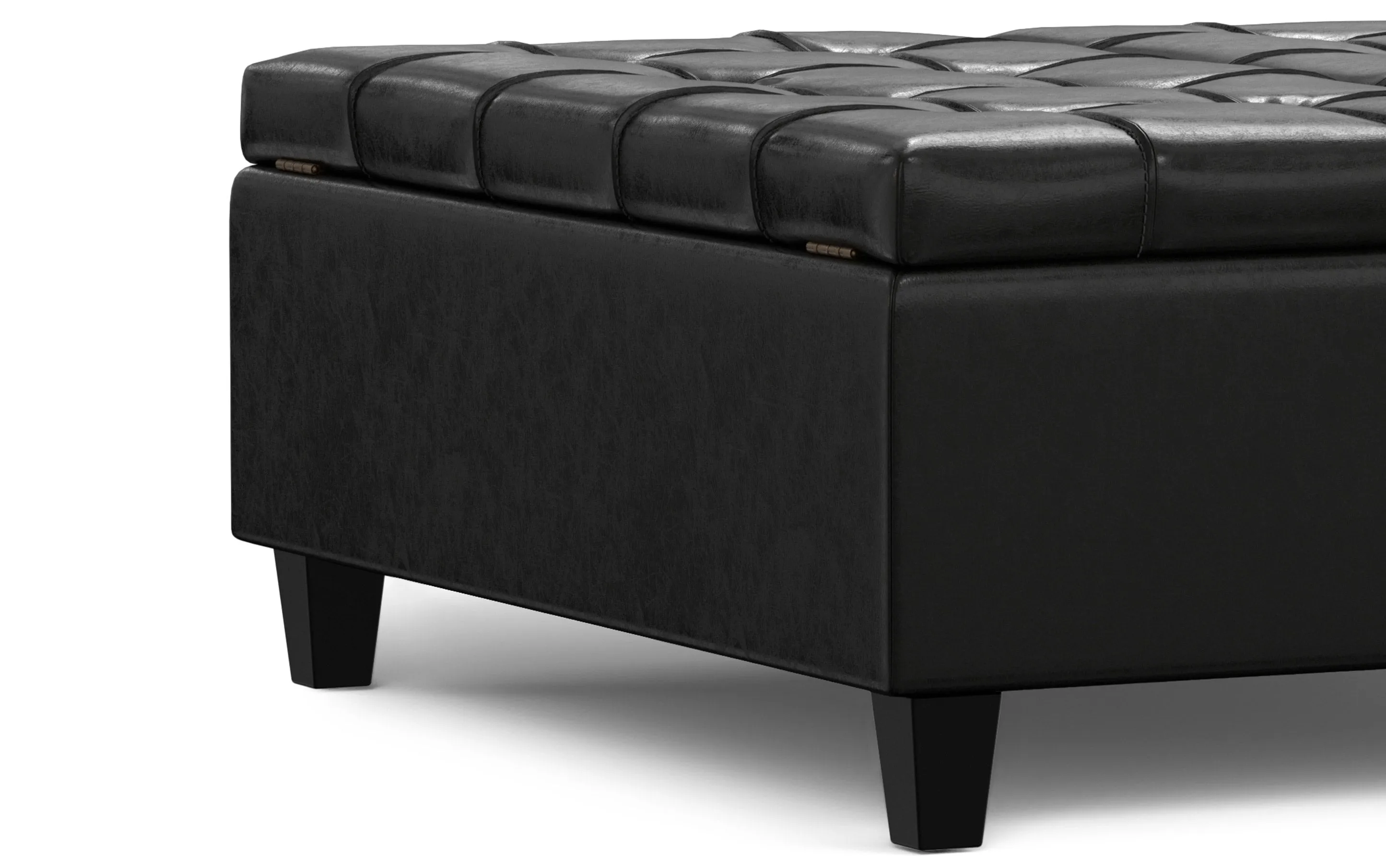 Harrison Large Square Coffee Table Storage Ottoman in Vegan Leather