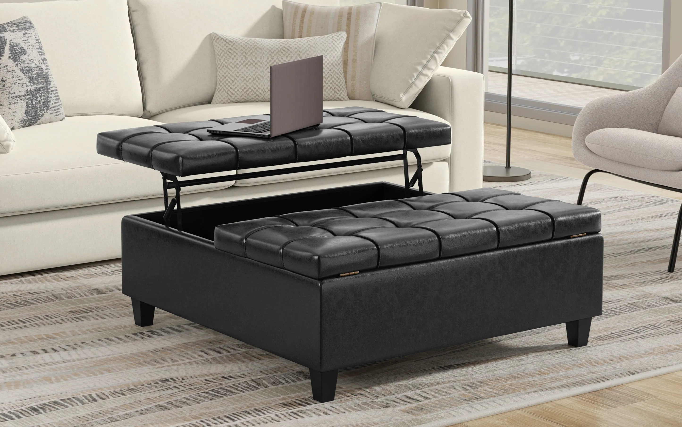 Harrison Large Square Coffee Table Storage Ottoman