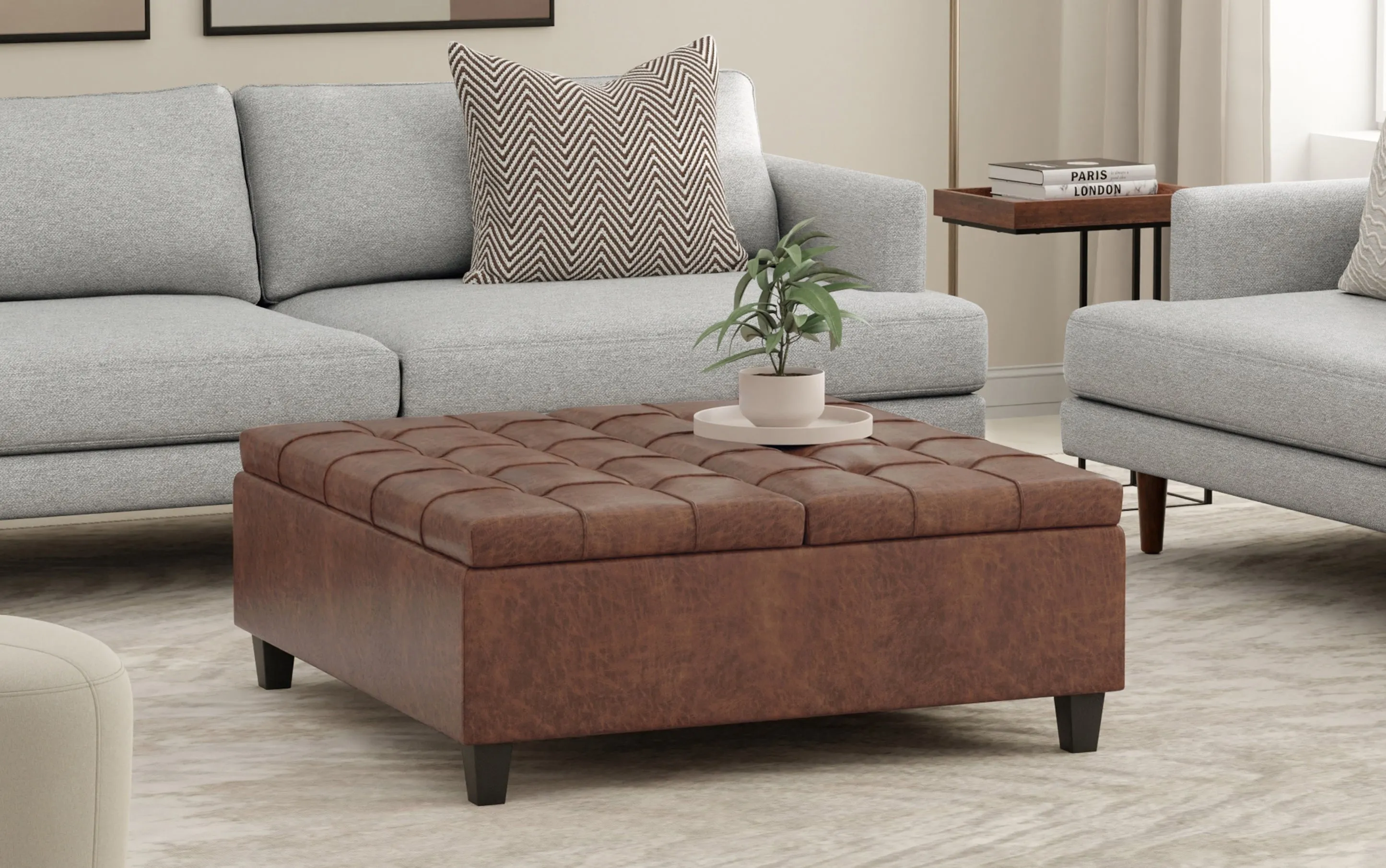 Harrison Large Square Coffee Table Storage Ottoman