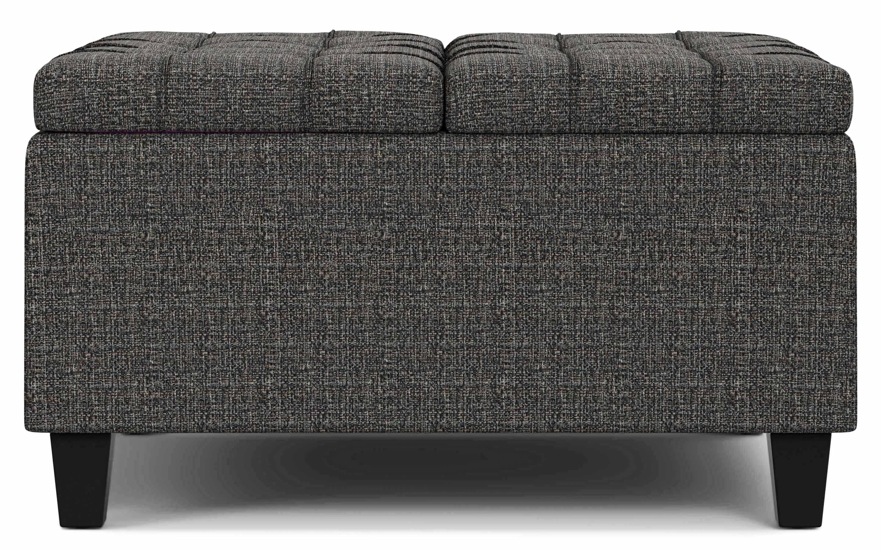 Harrison Small Square Coffee Table Storage Ottoman in Tweed Style Fabric