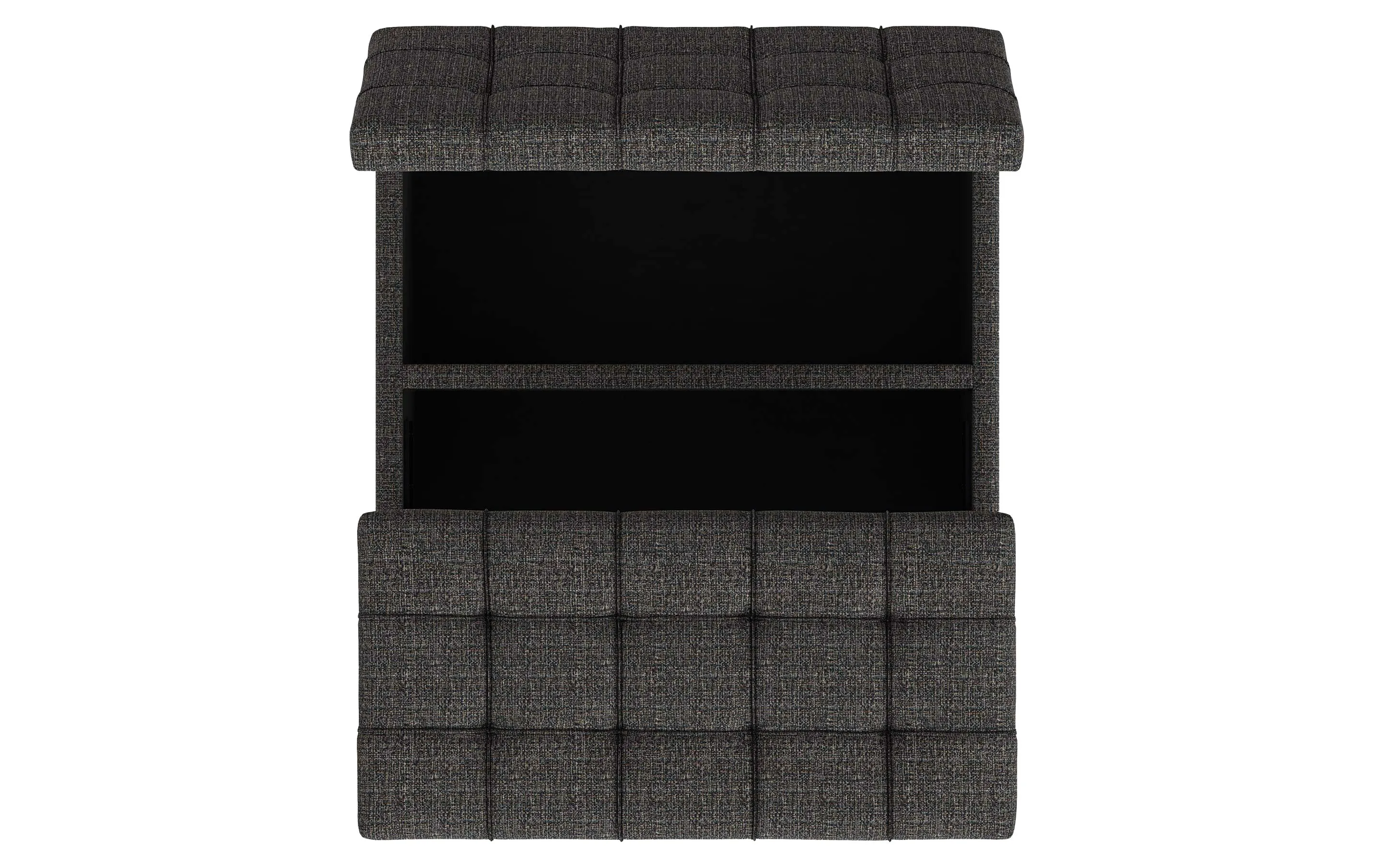 Harrison Small Square Coffee Table Storage Ottoman in Tweed Style Fabric