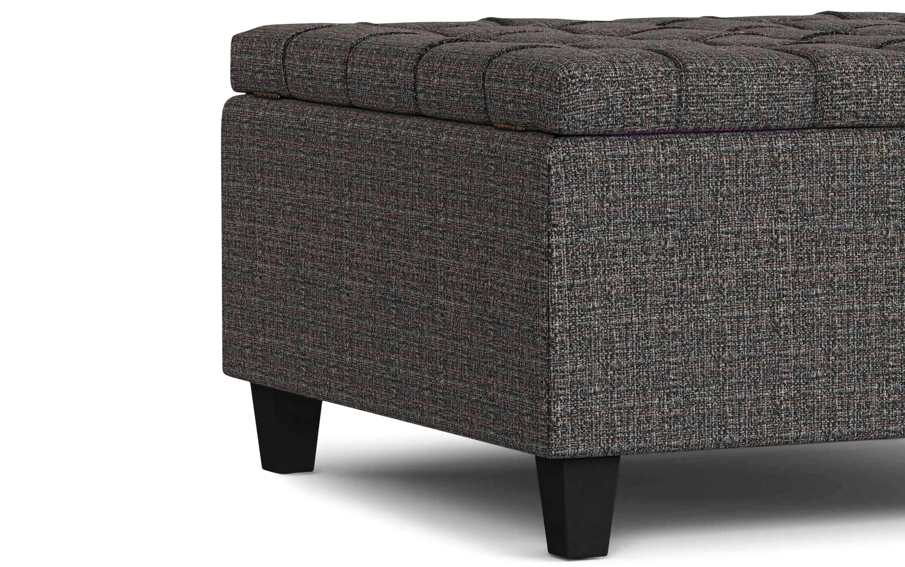 Harrison Small Square Coffee Table Storage Ottoman in Tweed Style Fabric