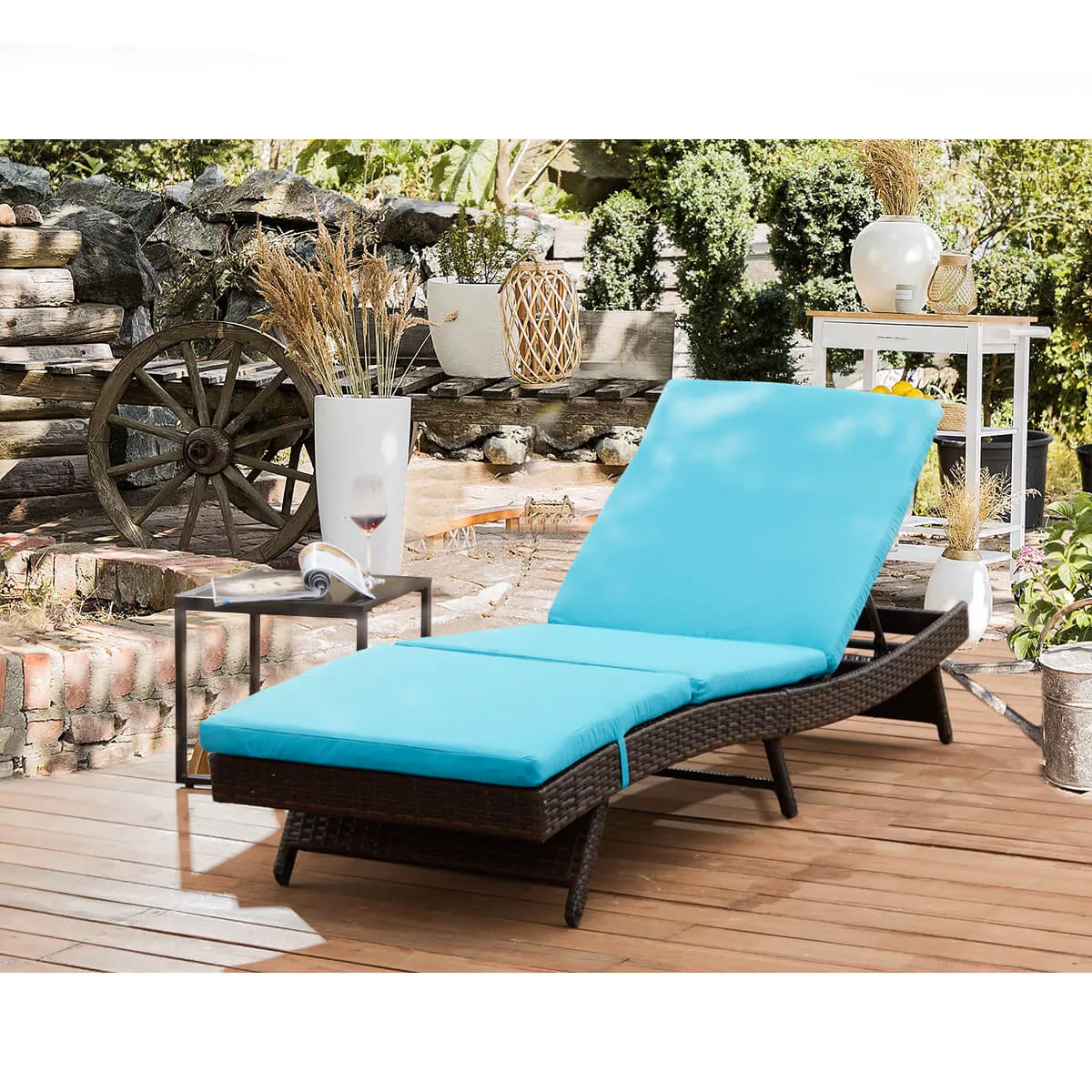 Homrest Patio Chaise Lounge Chairs, Adjustable Pool Lounge Chairs for Outdoor (Blue)