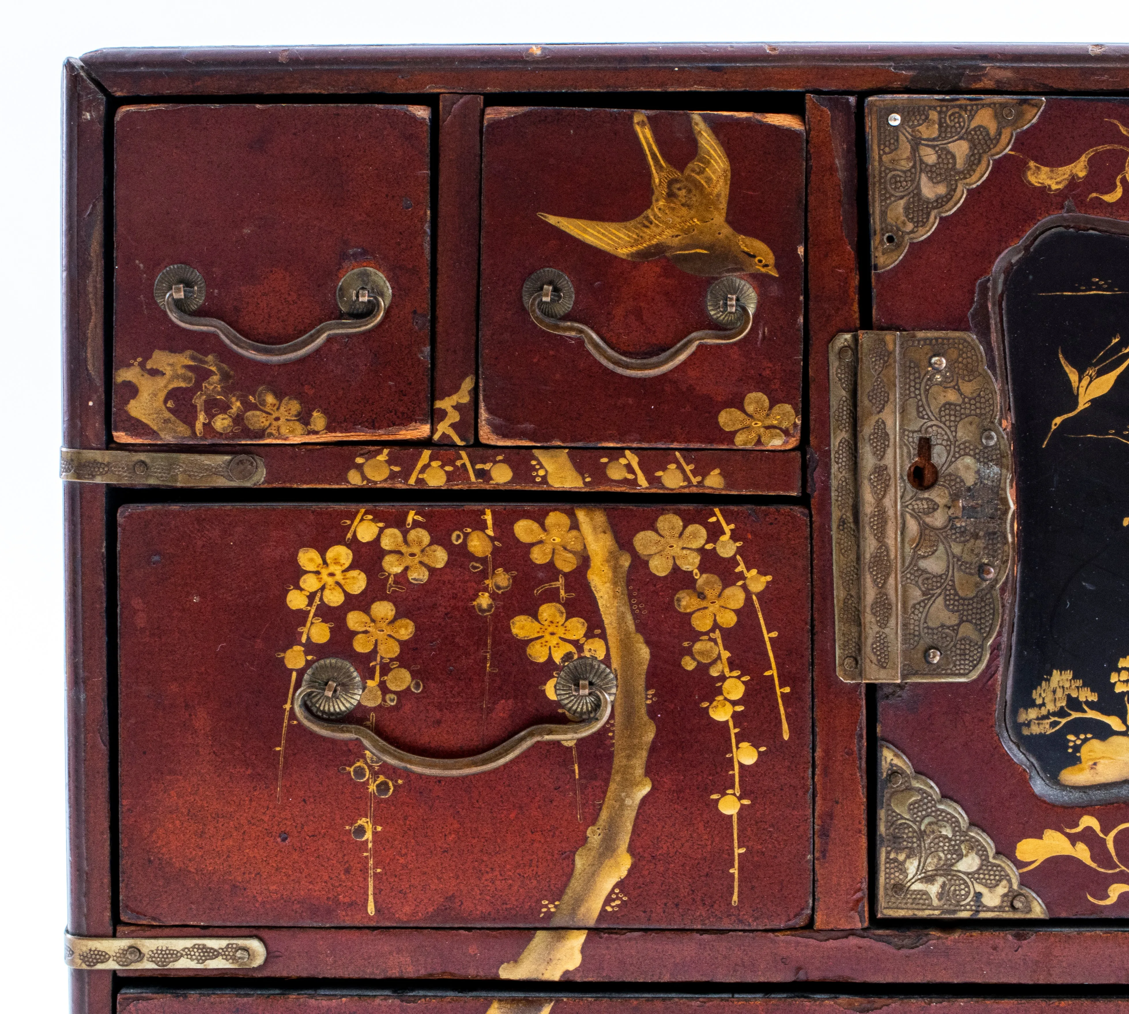 Japanese Lacquered Wooden Kodansu Cabinet