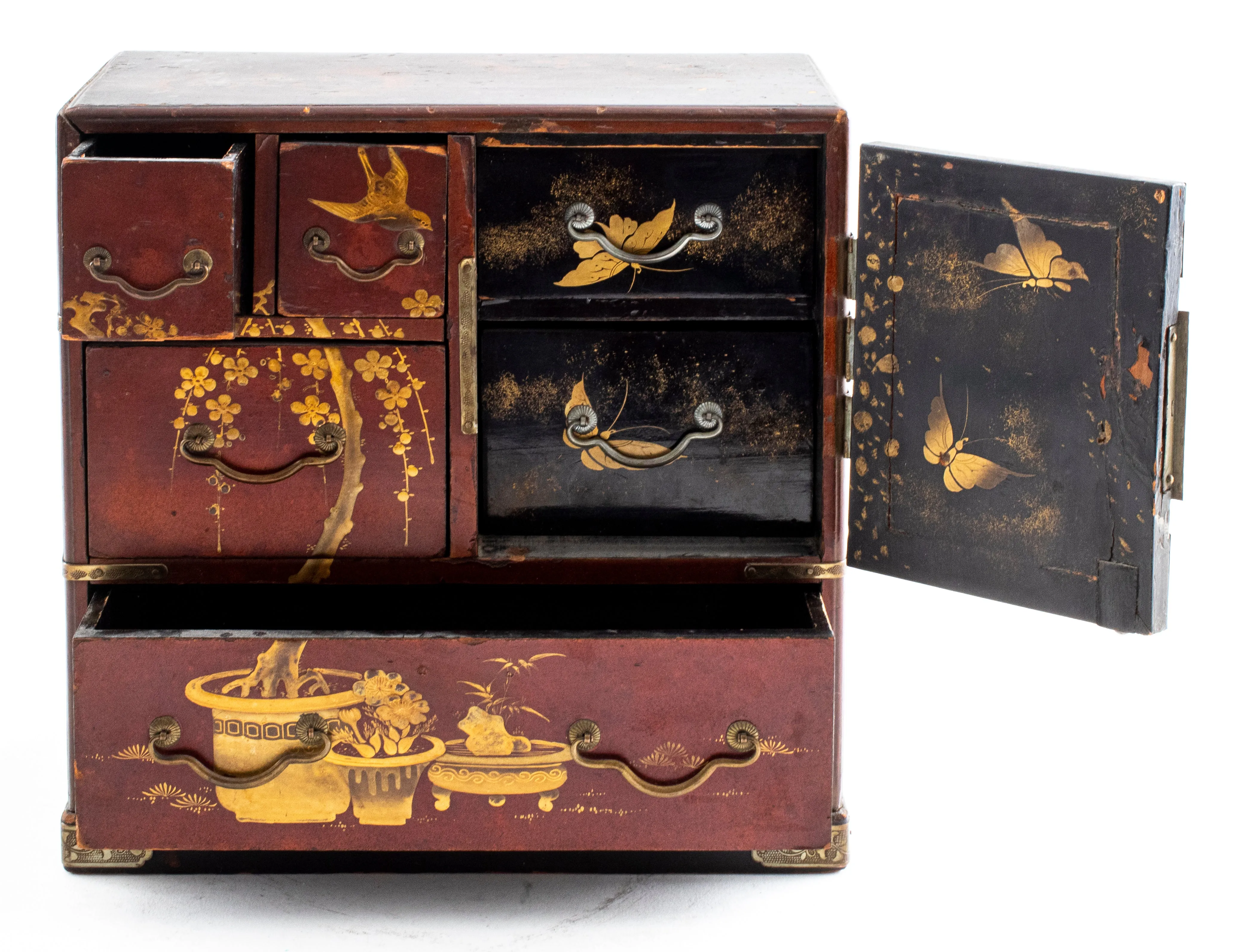 Japanese Lacquered Wooden Kodansu Cabinet