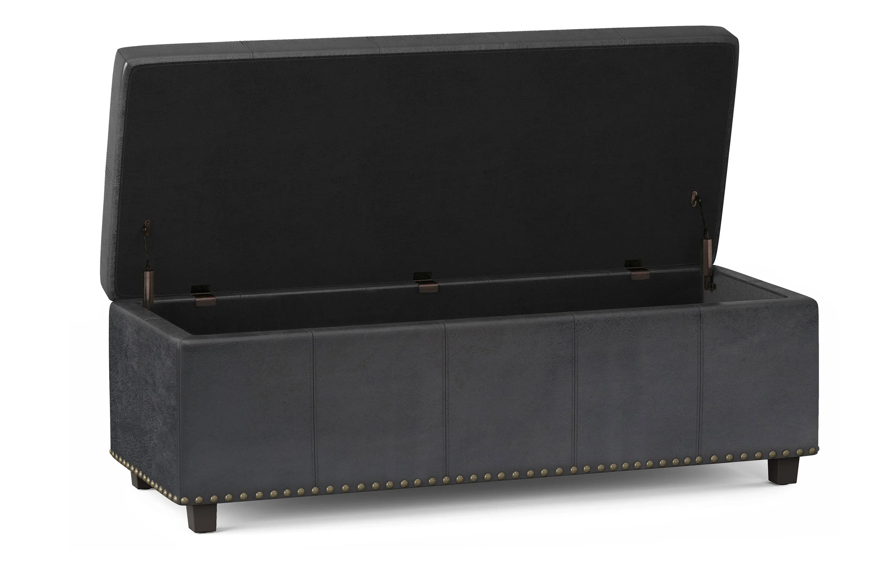 Kingsley Large Storage Ottoman Bench in Distressed Vegan Leather