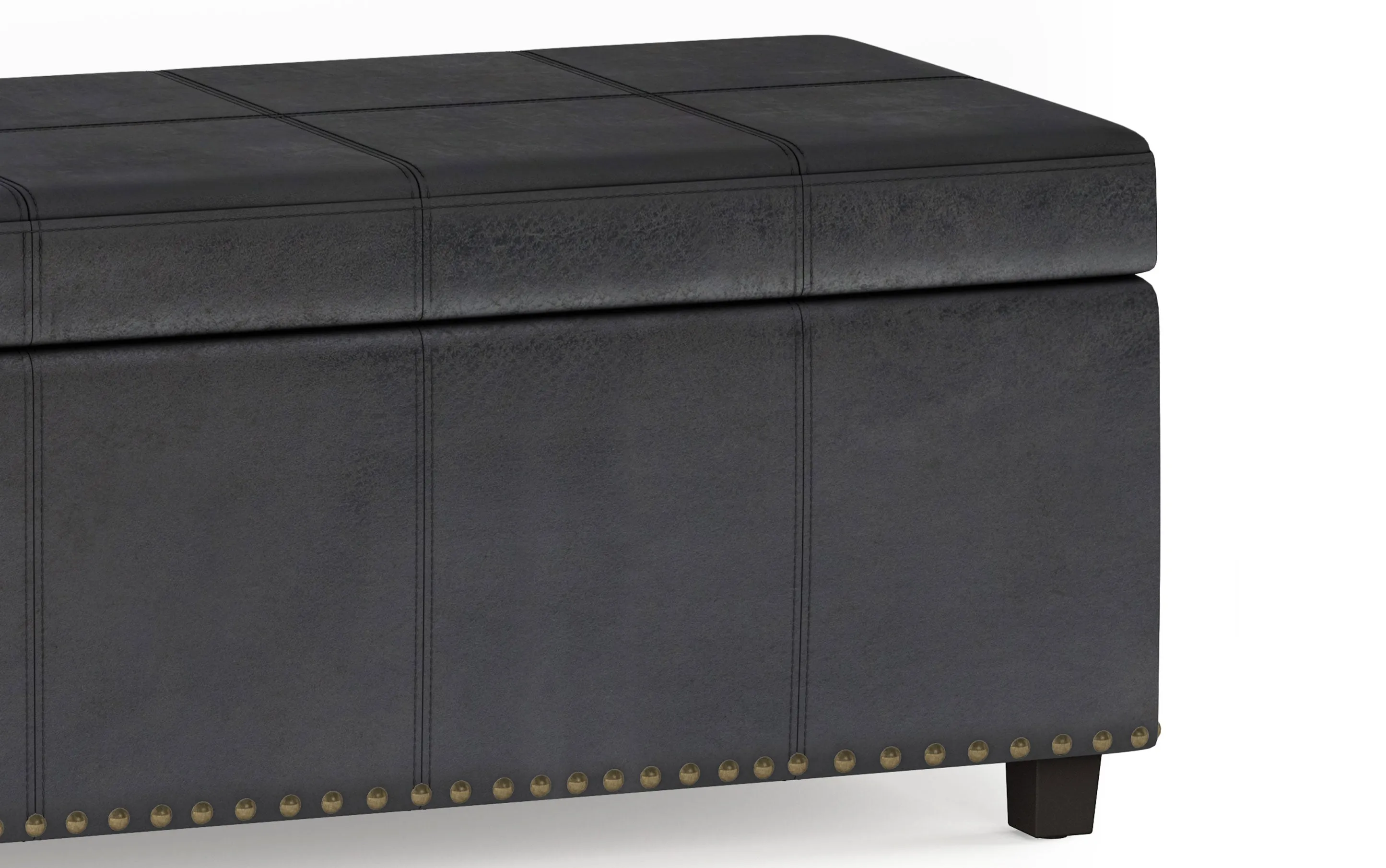 Kingsley Large Storage Ottoman Bench in Distressed Vegan Leather