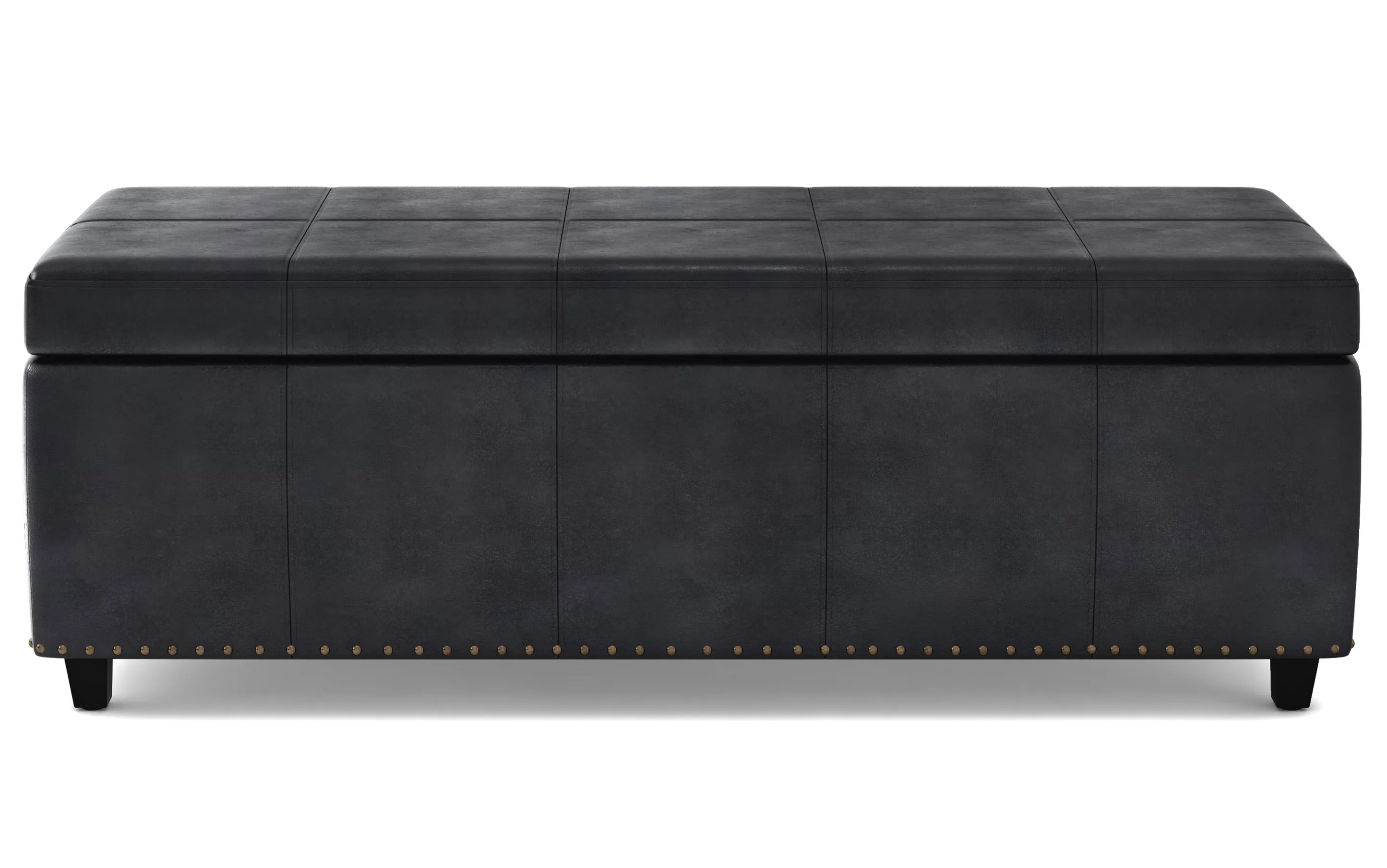 Kingsley Large Storage Ottoman Bench in Distressed Vegan Leather