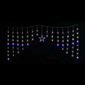 LED Flashing Multicolour Star Curtain (2m)