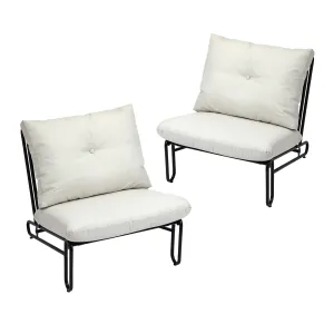 Livsip 2PC Outdoor Lounge Chairs Patio Furniture Garden Sofa with Cushions Beige