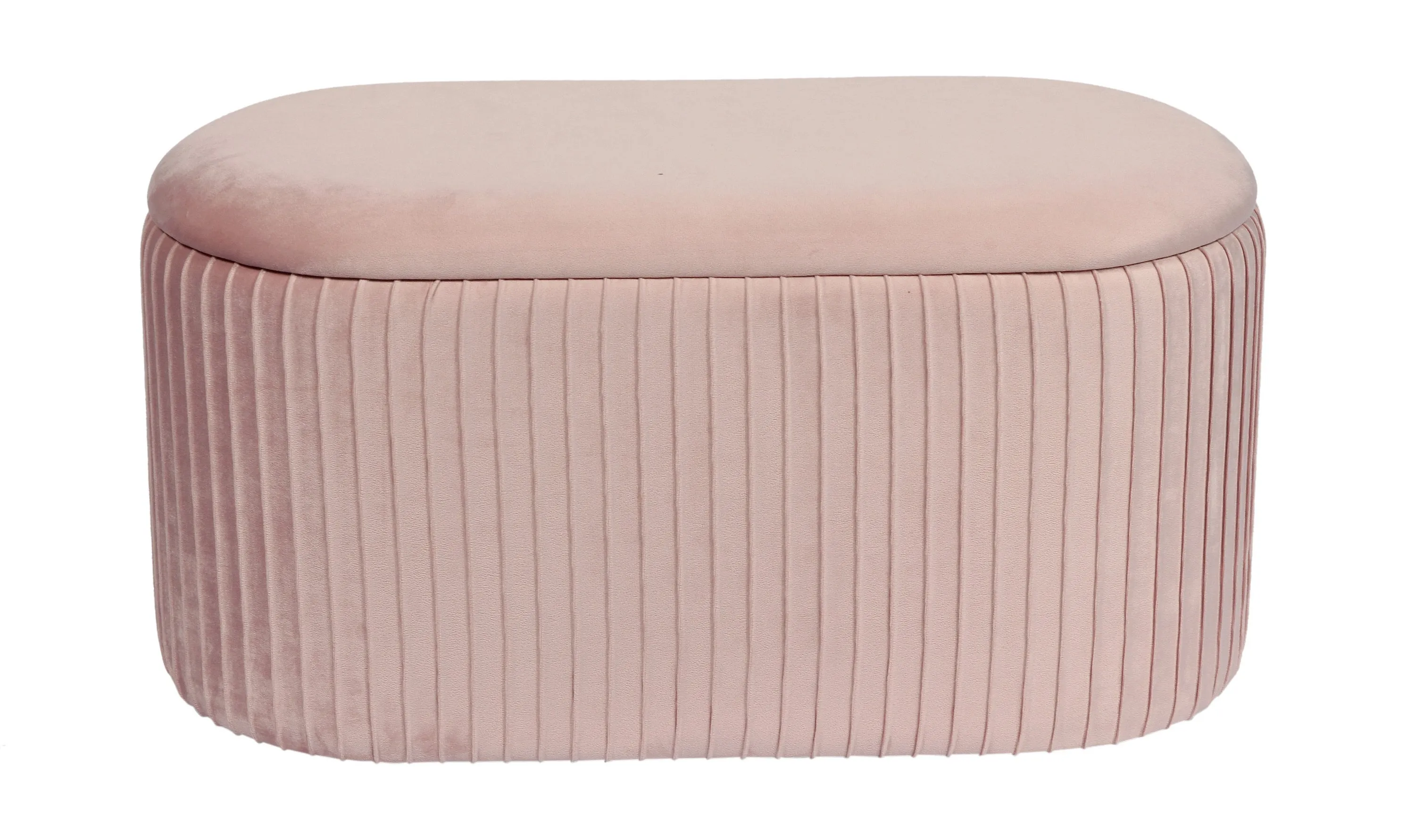 Lola Velvet Storage Ottoman , Pink, Large