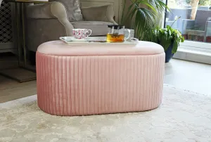 Lola Velvet Storage Ottoman , Pink, Large