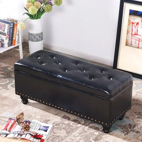 Long Storage Shoe Bench with Changing Stool and Rectangular Ottoman