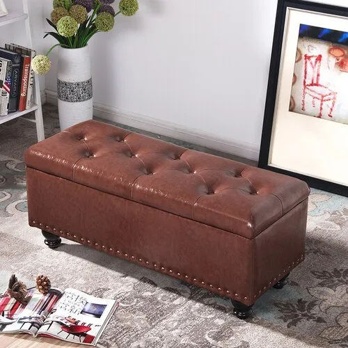 Long Storage Shoe Bench with Changing Stool and Rectangular Ottoman