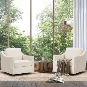 Modern Swival Glider Accent Chair Set of 2, Living Room Chairs Set, Linen